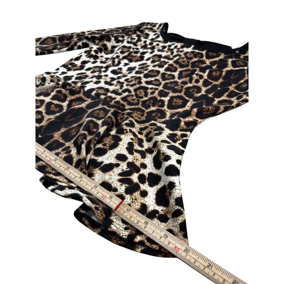 Bella D Womens Leopard Print Peplum Top With Bow Back Design - Picture 9 of 9